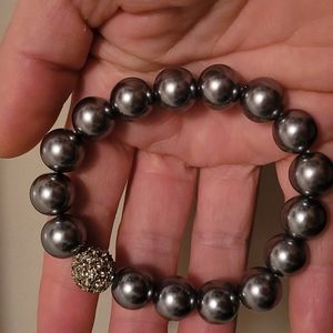 Stella & Dot bracelet, beaded, hematite color